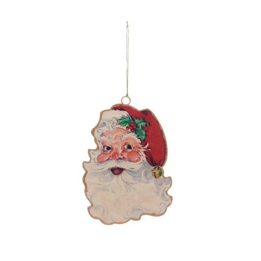 Vintage Reproduction 2-Sided Metal Santa Ornament