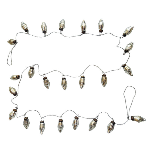 Recycled Mercury Glass Ornament Garland with Silver Cord