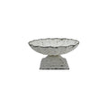 Decorative Painted Cast Iron Scalloped Footed Dish, Distressed Finish