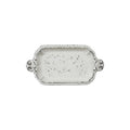 Decorative Painted Cast Iron Tray with Embossed Edge & Handles White